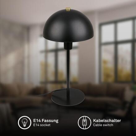 BRILONER Pura stolní lampička - s vypínačem, E14 patice, černá 7671015
