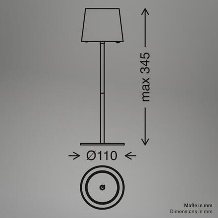 BRILONER Bota stolní lampa - 2,6W, 120lm, nabíjecí, LED, stmívatelné, dotykový vypínač, teplá bílá, kávová 7708014