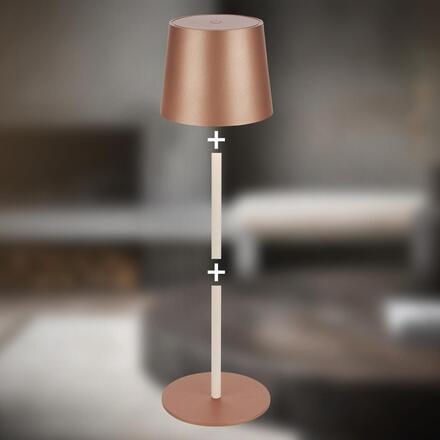 BRILONER Bota stolní lampa - 2,6W, 120lm, nabíjecí, LED, stmívatelné, dotykový vypínač, teplá bílá, kávová 7708014