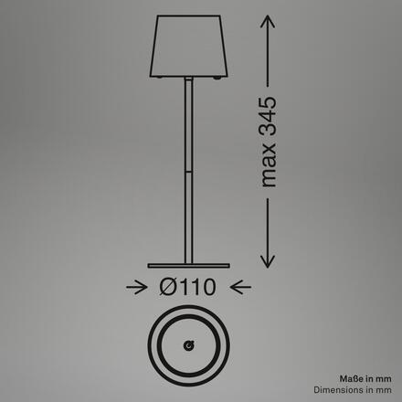 BRILONER Bota stolní lampa - 1,8W, 120lm, nabíjecí, LED, stmívatelné, dotykový vypínač, teplá bílá, černá 7708015