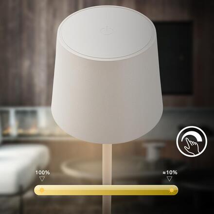 BRILONER Bota stolní lampa - 1,8W, 120lm, nabíjecí, LED, stmívatelné, dotykový vypínač, teplá bílá, bílá 7708016
