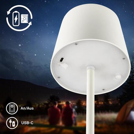 BRILONER Bota stolní lampa - 1,8W, 120lm, nabíjecí, LED, stmívatelné, dotykový vypínač, teplá bílá, bílá 7708016