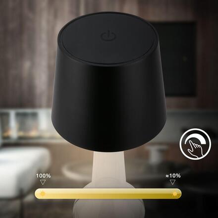 BRILONER Bota lampička na láhev - 1,8W, 120lm, nabíjecí, LED, stmívatelné, dotykový vypínač, teplá bílá, černá 7709015