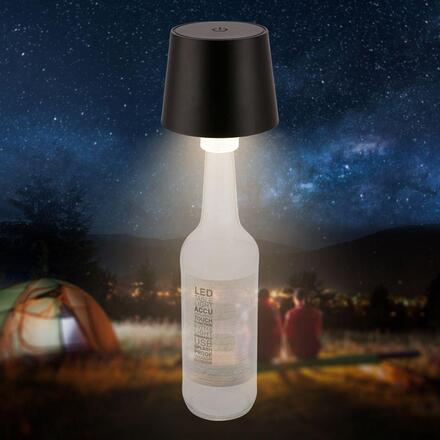 BRILONER Bota lampička na láhev - 1,8W, 120lm, nabíjecí, LED, stmívatelné, dotykový vypínač, teplá bílá, černá 7709015