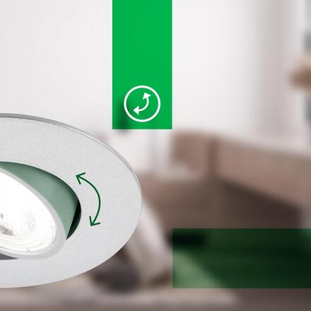 BRILONER 3ks sada LED vestavné bodové svítidlo EEK A  2W, 230V, nastavitelné, ultraploché, 9mm, matný chrom 7989034