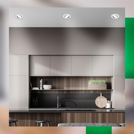 BRILONER 3ks sada LED vestavné bodové svítidlo EEK A  2W, 230V, nastavitelné, ultraploché, 9mm, matný chrom 7989034