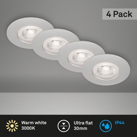 BRILONER LED vestavná svítidla, pr.9 cm, 4x LED, 4,9 W, 480 lm, matný chrom IP44 BRILO 7998-044