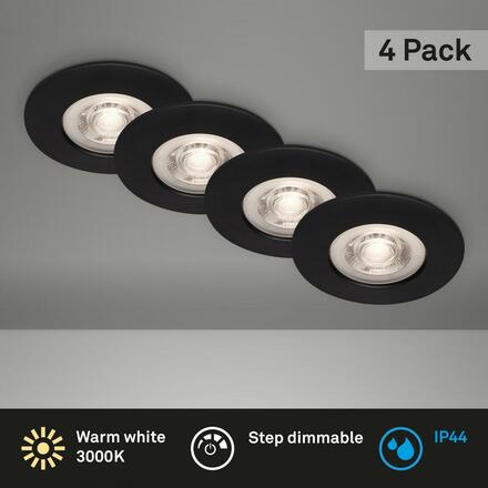 BRILONER LED vestavná svítidla, pr.9 cm, 4x LED, 4,9 W, 480 lm, matná černá BRILO 7999-045