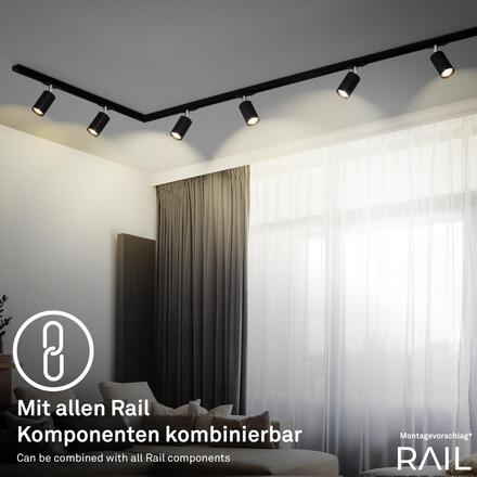 BRILONER Prodlužovací sada lištový systém 230V - 1x lišta 0,75 cm, 2 spoty GU10, černá 8001025