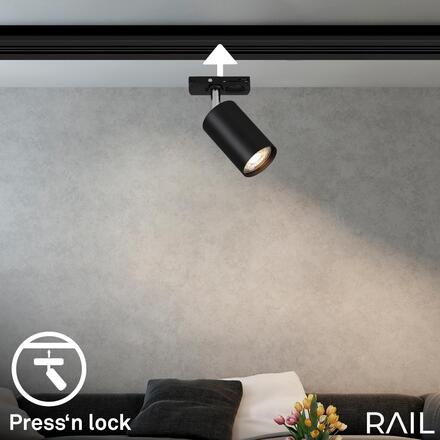 BRILONER LED spot GU10 lištový systém 230V – vysokonapěťový, 13,8cm, otočný/nastavitelný, černý 8005015