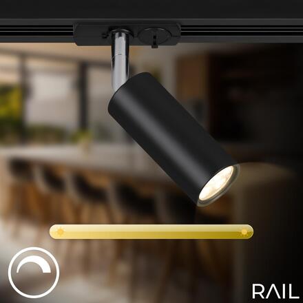 BRILONER LED spot 5,5W lištový systém 230V vysokonapěťový, stmívatelné, teplá bílá, 4x10 cm, černý 8007015