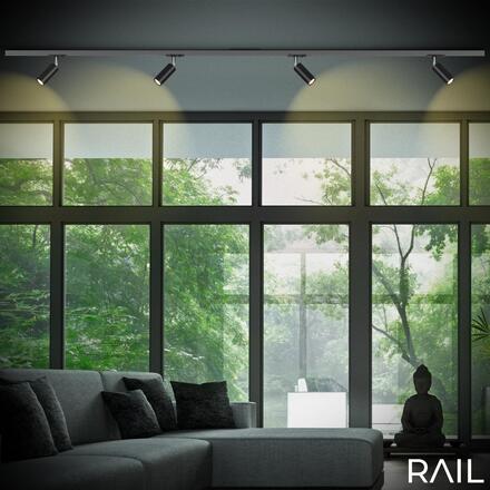 BRILONER LED spot 5,5W lištový systém 230V vysokonapěťový, stmívatelné, teplá bílá, 4x10 cm, černý 8007015