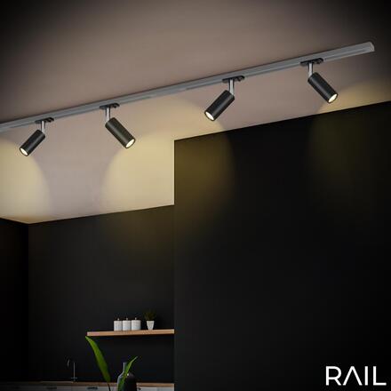 BRILONER LED spot 5,5W lištový systém 230V vysokonapěťový, stmívatelné, teplá bílá, 4x10 cm, černý 8007015