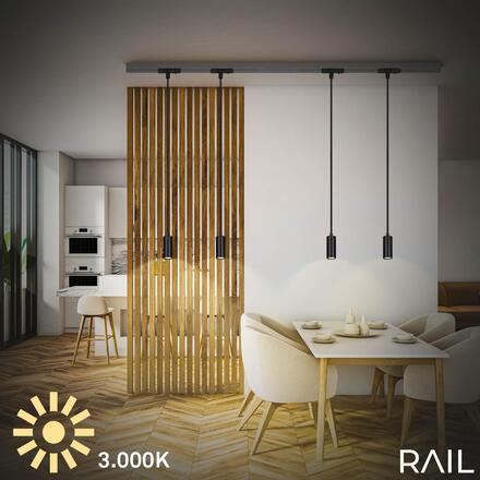 BRILONER LED závěsné svítidlo 4,5W lištový systém 230V  stmívatelné, teplá bílá, 130 cm, černá 8008015