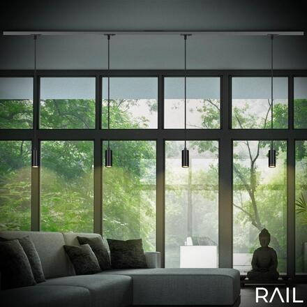 BRILONER LED závěsné svítidlo 4,5W lištový systém 230V  stmívatelné, teplá bílá, 130 cm, černá 8008015