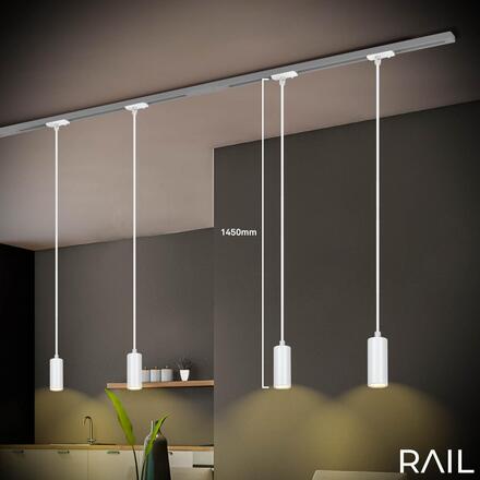 BRILONER LED závěsné svítidlo 4,5W lištový systém 230V  stmívatelné, teplá bílá, 130 cm, bílé 8008016