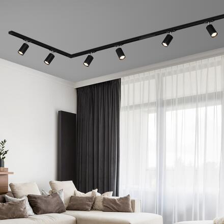 BRILONER Lištový systém sada 225 cm do L - 3x 230V lišta 1-fázová, 6x spot GU10, černá 8010065