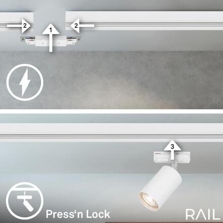 BRILONER Lištový systém sada 225 cm do L - 3x 230V lišta 1-fázová, 6x spot GU10, bílá 8010066