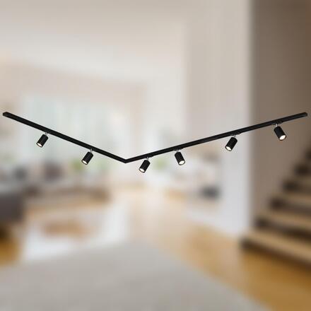 BRILONER Lištový systém sada 300 cm do L - 4x 230V lišta 1-fázová, 6x spot GU10, černá 8011065