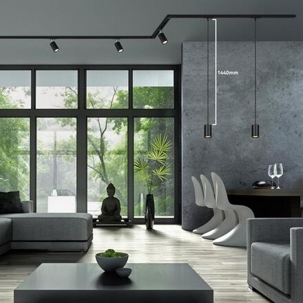 BRILONER 1-fázový lištový systém, 6x spot, 2x závěsná svítidla, 3 rohová spojka, černá 8013085