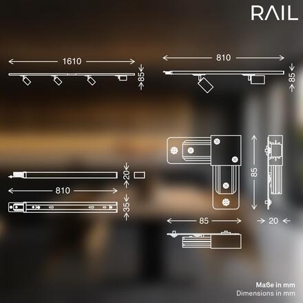 BRILONER 1-fázový lištový systém, 6x spot, 2x závěsná svítidla, 3 rohová spojka, černá 8013085