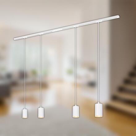 BRILONER 1-fázový lištový systém, kompletní sada, 4x GU10 závěsná svítidla, bílá 8015046