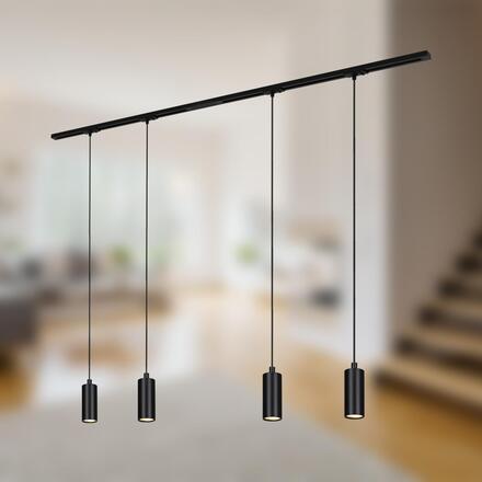 BRILONER 1-fázový lištový systém, kompletní sada, 4x LED závěsná svítidla, černá 8016045