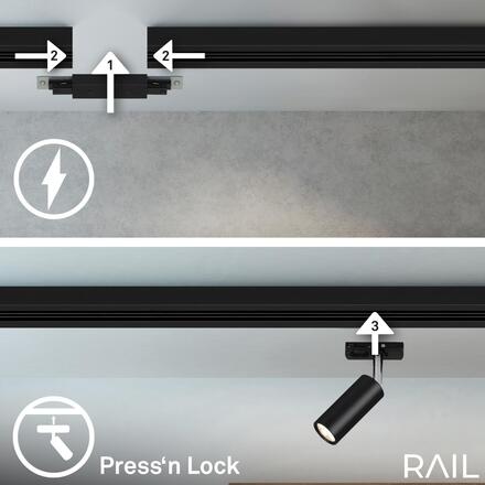 BRILONER 1-fázový lištový systém, kompletní sada, 4x LED spoty, černá 8017045