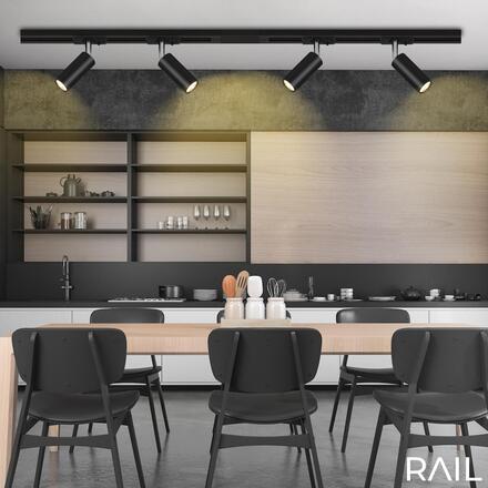 BRILONER 1-fázový lištový systém, kompletní sada, 4x LED spoty, černá 8017045