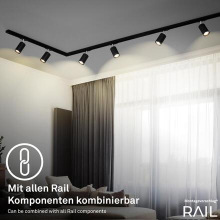 BRILONER 1-fázový lištový systém, kompletní sada, 4x LED spoty, černá 8017045