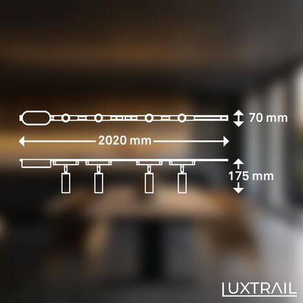 BRILONER Startovací sada lištový systém nízké napětí 200 cm, 2x 48V lišta, 4 LED spoty, s trafem, bílá 8025046
