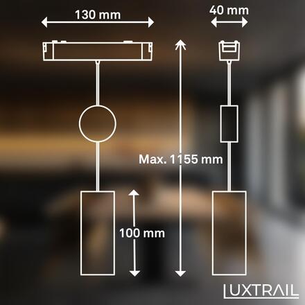 BRILONER LUXTRAIL lištový systém 48V, LED závěsné svítidlo, nastavitelná výška, černá 8032015