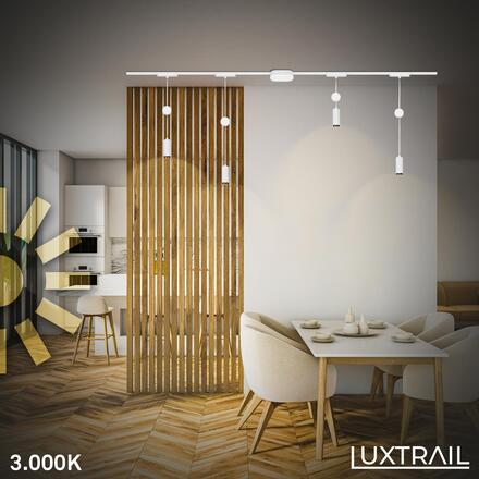 BRILONER LUXTRAIL lištový systém 48V, LED závěsné svítidlo, nastavitelná výška, bílé 8032016