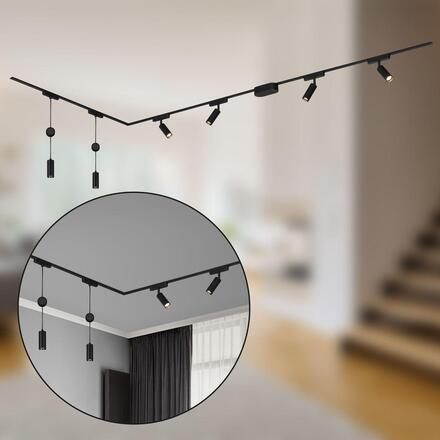 BRILONER Luxtrail lištový systém, 4x LED spoty, 2x LED závěsná svítidla, do L, černá 8035065