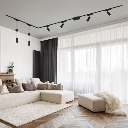 BRILONER Luxtrail lištový systém, 4x LED spoty, 2x LED závěsná svítidla, do L, černá 8035065