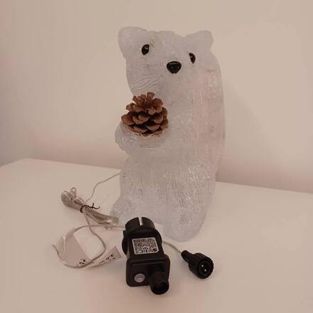 DecoLED LED světelná veverka, akryl, 30 cm, teple bílá