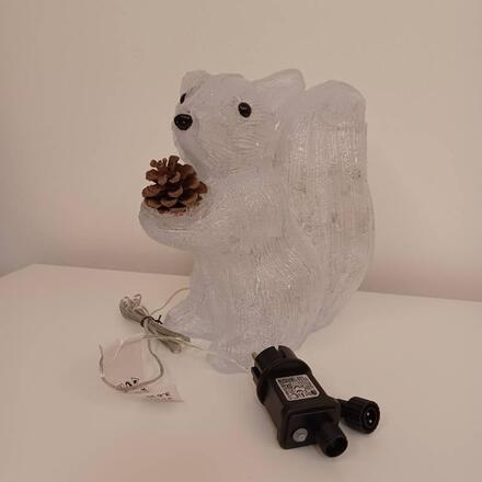 DecoLED LED světelná veverka, akryl, 30 cm, teple bílá
