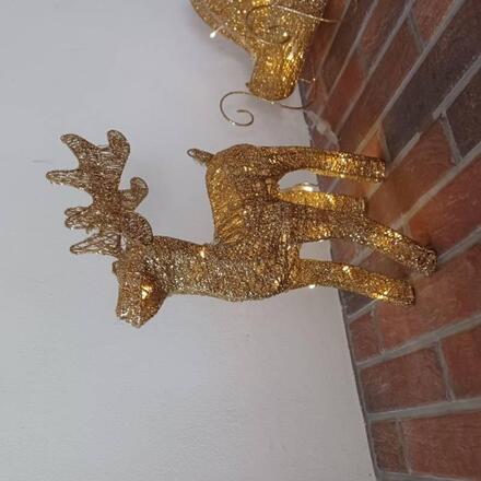 DecoLED LED světelný jelen se sáněmi, 40 cm, teple bílá