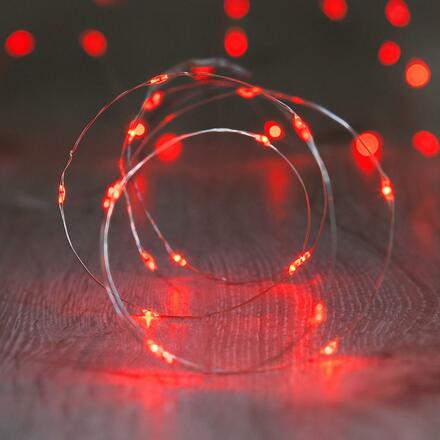 DecoLED LED světelný řetěz na baterie - červený, 20 diod, 2,3 m