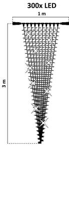 DecoLED LED světelné záclony, FLASH, 1x3 m, ledově bílá, 300 diod, IP67