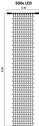 DecoLED LED světelná záclona, 1x5 m, ledově bílá, 500 diod, IP67