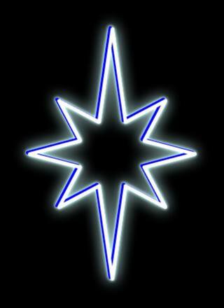 LED světelná hvězda na VO, 80x120 cm, ledově bílá
