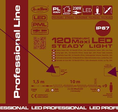 XmasKing LED řetěz 10m 120 MAXI LED propojitelné PROFI 2-pin venkovní, modrá