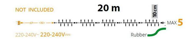 XmasKing LED řetěz 20m 200 MAXI LED propojitelné PROFI 2-pin 230V venkovní, teplá bílá bez napájení