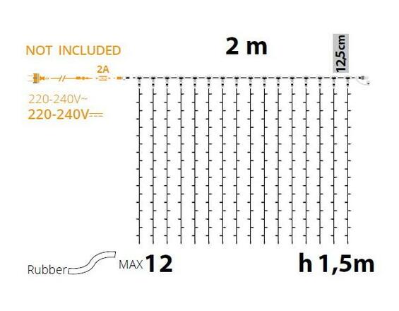 XmasKing LED závěs 2x1,5m 304 MAXI LED propojitelné PROFI 2-pin venkovní, studená bílá bez napájení