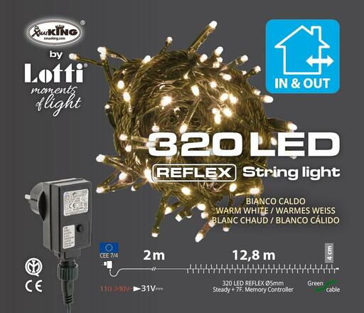 XmasKing LED řetěz 12,8m 320 LED 31V venkovní, 8 programů teplá bílá