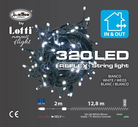 XmasKing LED řetěz 12,8m 320 LED 31V venkovní, 8 programů studená bílá