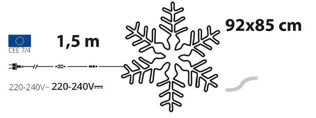 XmasKing Flash LED motiv vločka 92x85cm, PROFI 2-pin 230V venkovní, teplá bílá