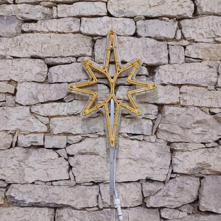 DecoLED LED světelná hvězda na vrchol stromu 3D tisk, 60 x 90 cm, teple bílá