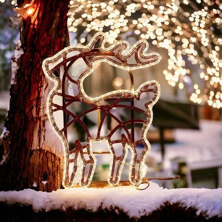 DecoLED LED světelný jelínek 47 × 64 cm, IP67, teple bílá